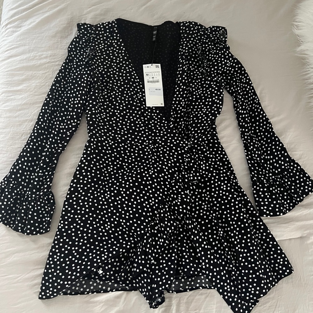 Zara Trf Polka Dot Wrap Dress